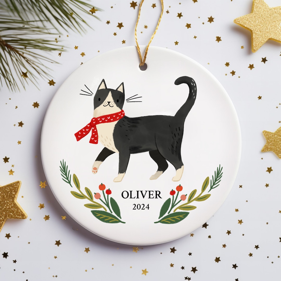 Personalized Pet Ornament Tuxedo Cat Lover Christmas Gift Custom Tuxedo ...
