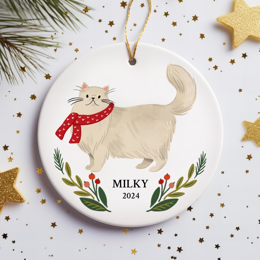 White Persian Cat Personalized Ornament Cat Lover Christmas Gift Custom ...