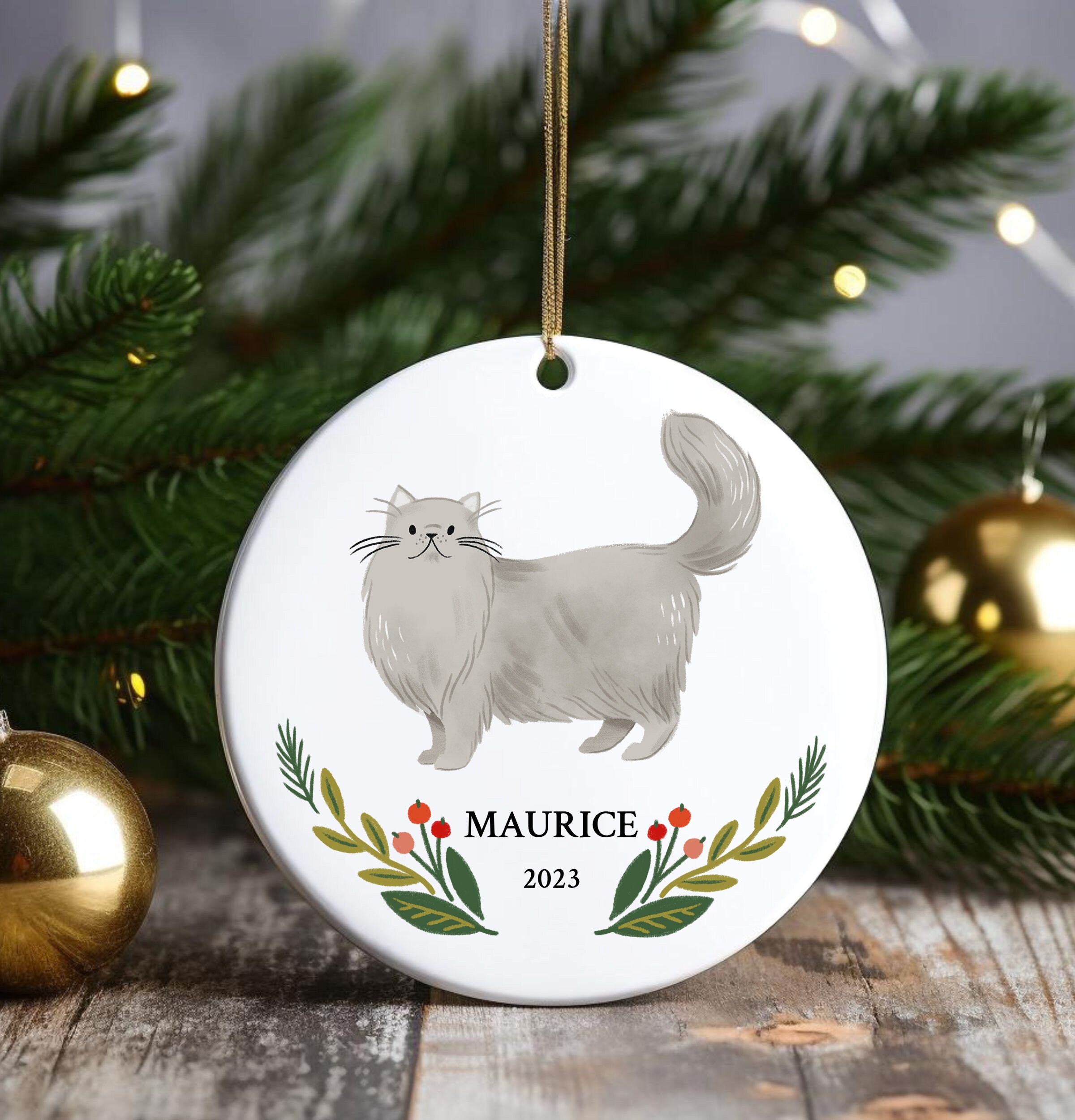 Personalized Cat Ornament Persian Cat Lover Christmas Gift Custom Name ...