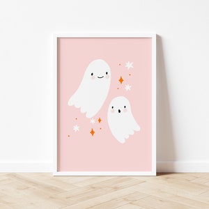 Pastel Ghost Nursery Decor Pink Printable Wall Art Nursery Decor Easy Halloween Kids Room Decor Digital Download Cute Ghost Poster