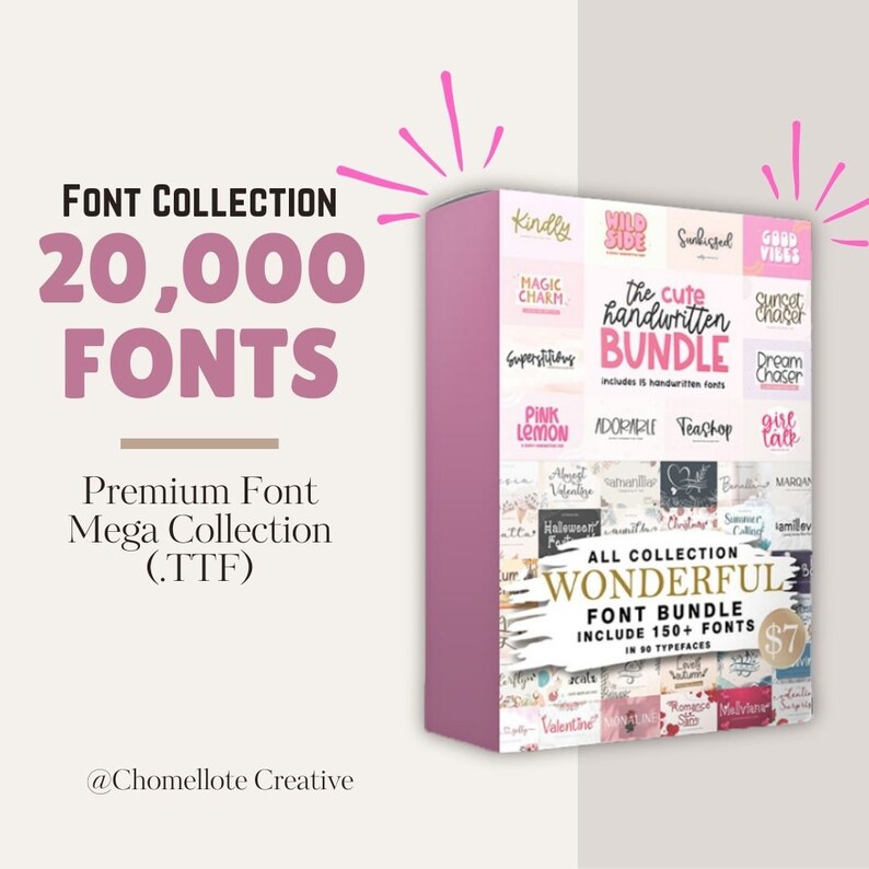 20,000 Font Bundle - Calligraphy Font, Cursive Fonts, Canva Font, Retro ...