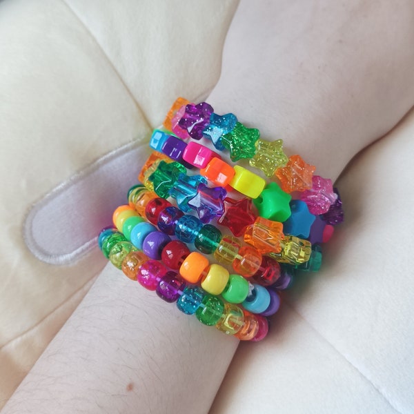 Rainbow star and round kandi bracelets