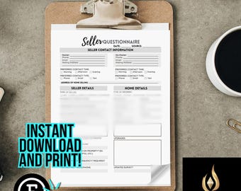 Real Estate Seller Questionnaire | Realtor Intake Form (Instant Download PDF)
