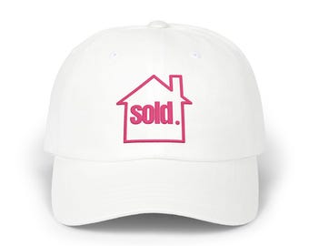Sold House Outline pink embroidery Classic Dad Cap | Realtor Hat