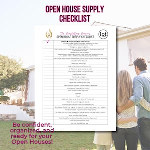 Open House Supply Checklist | Open House Checklist | Real Estate Marketing | Real Estate Checklist | Realtor Tool | Realtor Supply List