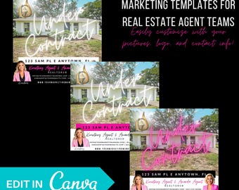 Under Contract Real Estate Social Media Templates: Canva Editable (PDF Download