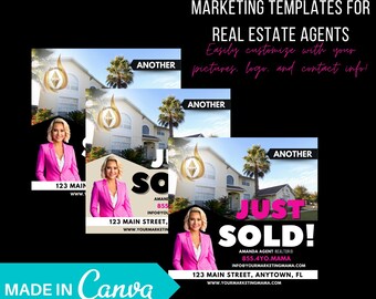 Just Sold Real Estate Social Media Templates: Canva Marketing (Digital Download)