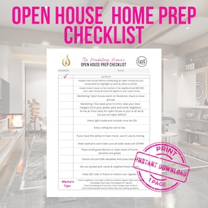 Open House Checklist | Home Prep Checklist | Real Estate Marketing | Open House Flyer | Realtor Tool | Just Listed Home Seller