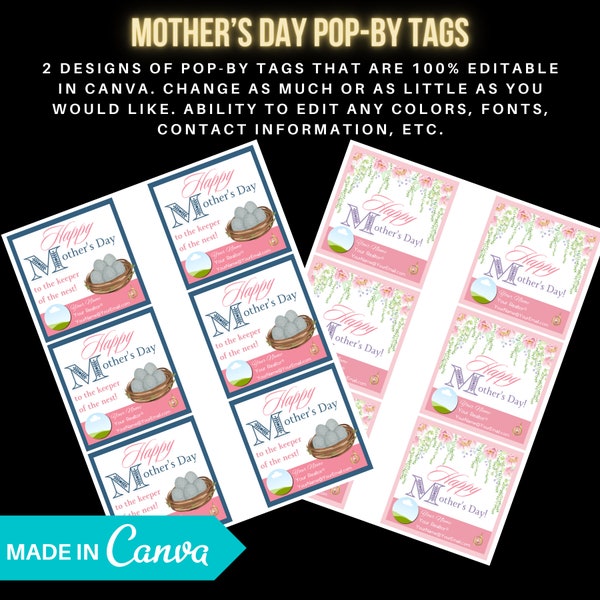 Mother's Day Real Estate Pop by Tag | Holiday Pop By Tags | Real Estate Marketing | Realtor Canva | Real Estate Tags | Realtor Marketing