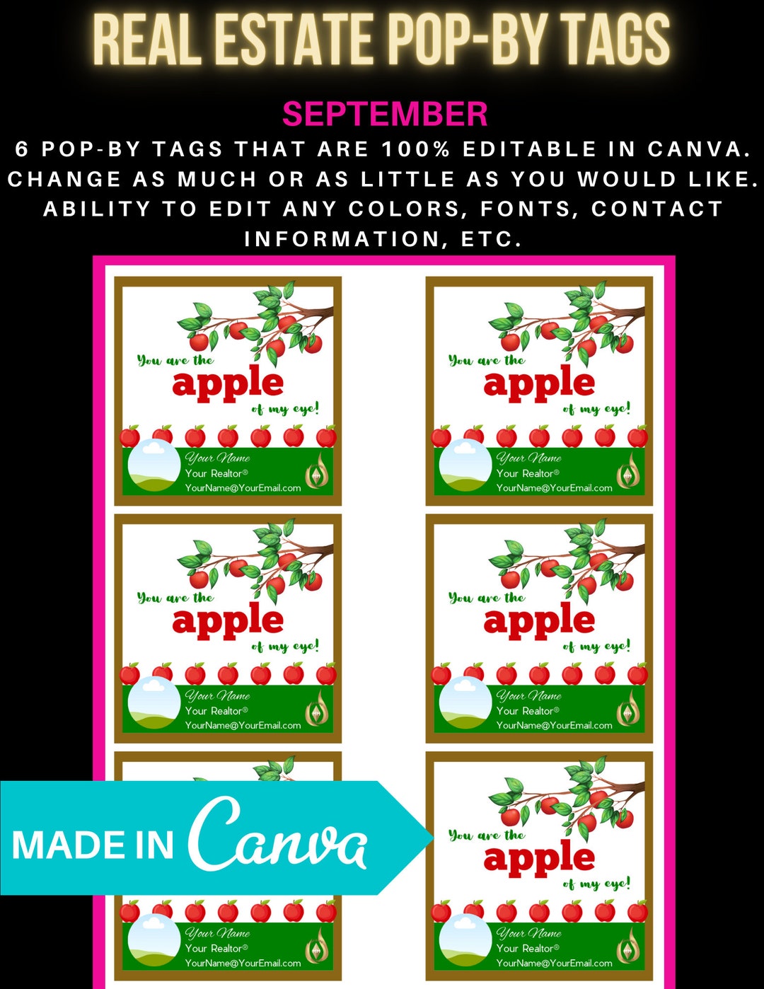 September R Tag Label September Real Estate Pop by Tags: Realtor Marketing Canva Template ...