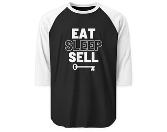 Eat Sleep Sell key Raglan Shirt | 3/4 Sleeve Baseball Tee