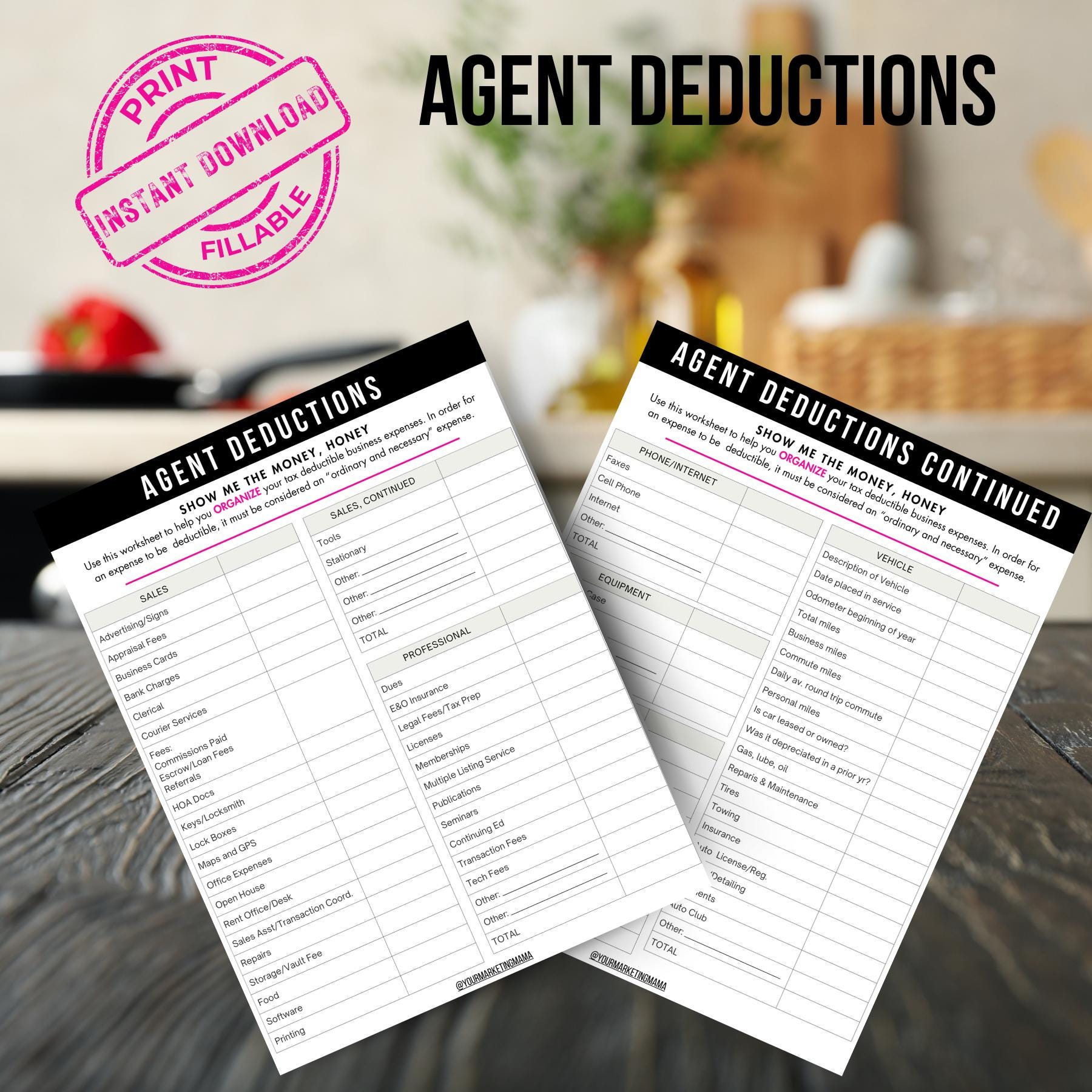 Agent Deductions | Real Estate | Real Estate Tracker | Realtor Tools | Real Estate Agent | Realtor Tracker | Real Estate Accounting