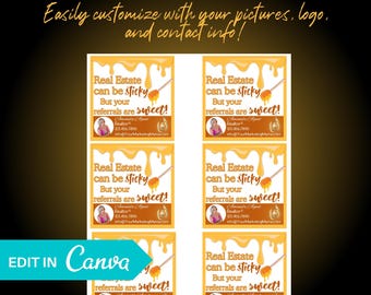 Real Estate Can Be Sticky Pop by Tag | Real Estate Marketing Tag | Realtor Referral Gift Tag | Honey Tag