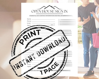 Real Estate Open House Sign-In Sheet: Rooftop Design (PDF Downloadable Template)