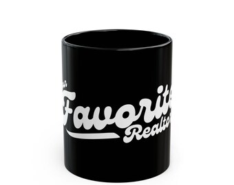 Favorite Realtor Script Logo Mug | Black Ceramic Coffee Mug