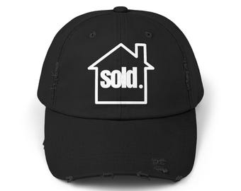 Sold House Logo Cap | Distressed Baseball Hat, Real Estate Closing