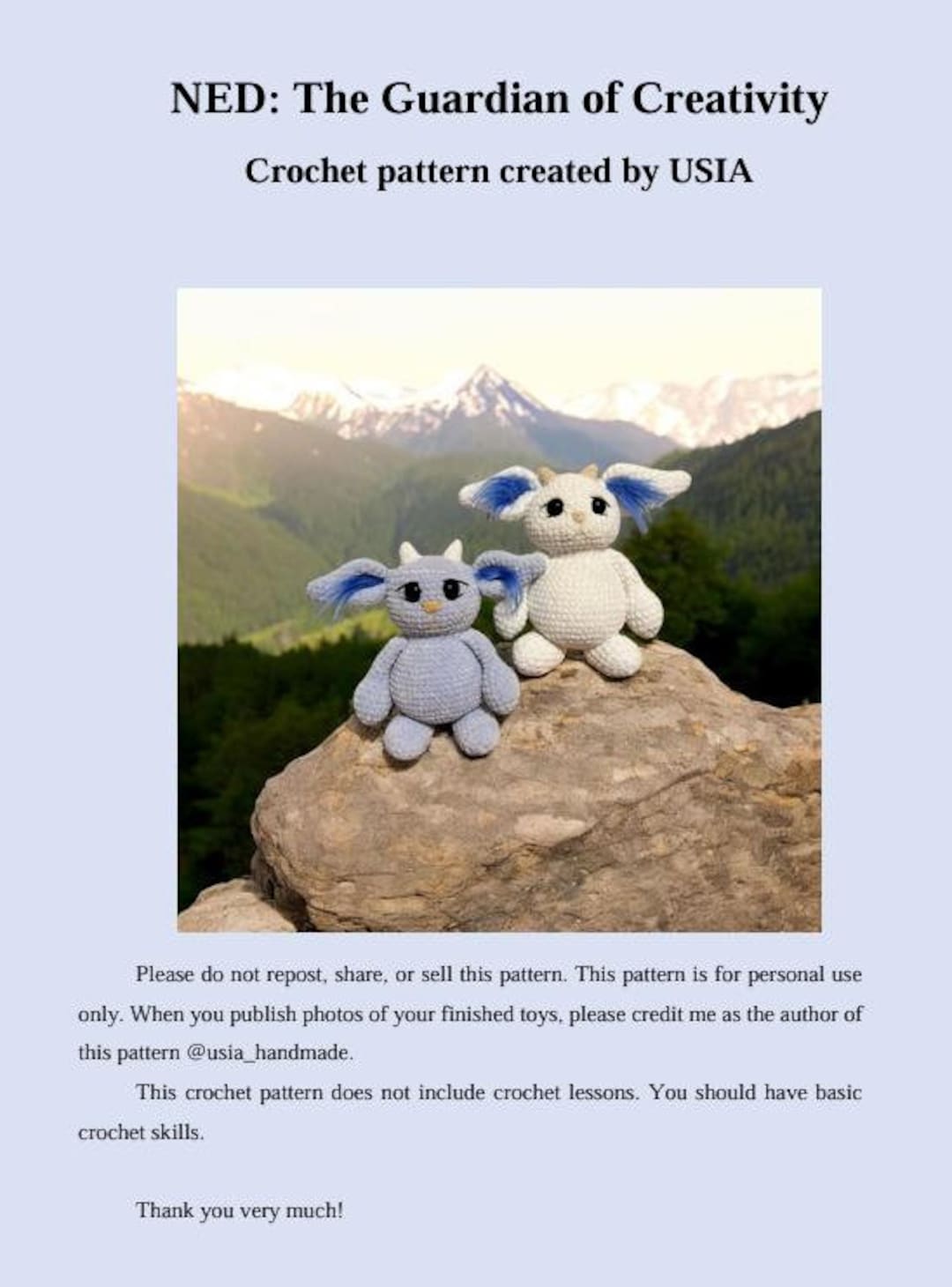 CROCHET PATTERN: NED - the Guardian of Creativity-inspired by
