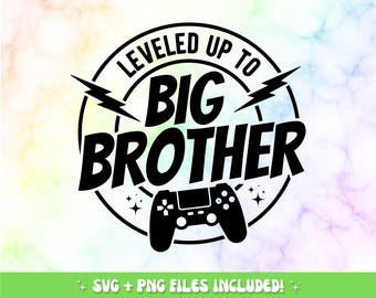 Leveled Up To Big Brother SVG, New Baby Gift (Digital Download)