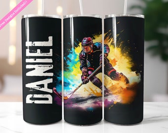 Personalized Hockey Tumbler Wrap Sublimation Design (Digital Download PNG)