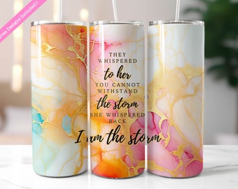 I am the Storm Tumbler Wrap: Gold Marble Design (Digital Download PNG)