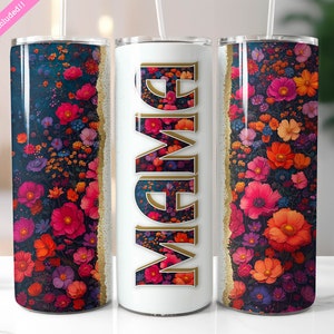 Seamless Wildflowers Mama 20 oz Skinny Sublimation Tumbler, Flower Tumbler, Mothers Day Tumbler, Mom Tumbler Wrap, Digital Download PNG