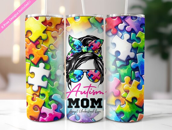 Autism Mom Tumbler Wrap: 20 Oz Skinny Sublimation Design (digital Download)  - Etsy