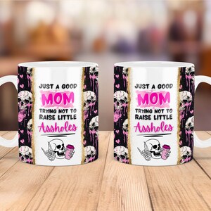 Funny Mom Mug Wrap: Retro Skull Design (Digital Download) image 2