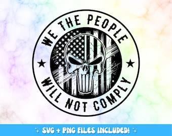 Punisher Skull American Flag SVG PNG: We The People, 2nd Amendment (Digital Download)