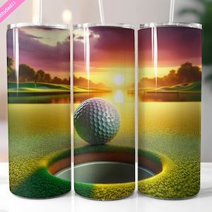 Golf Ball 20 oz Skinny Tumbler Wrap Sublimation Design, Golf Gift For Men, Golfing Tumbler, Digital Download PNG