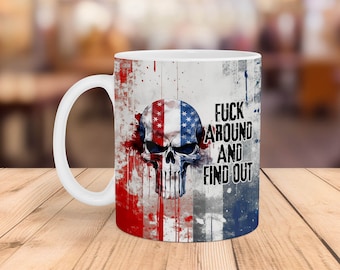 Patriotic Skull Mug Wrap: American Flag 2nd Amendment (Digital Download)