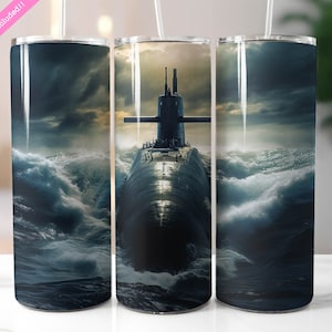 Navy Submarine Tumbler Wrap Sublimation Design (Digital Download PNG)