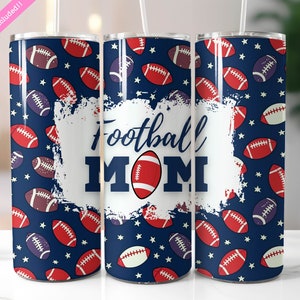 Football Mom 20 oz Skinny Tumbler Wrap Sublimation Design, Football Seamless Pattern, Digital Download PNG