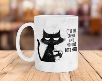 Funny Cat Coffee Mug Wrap: Sublimation PNG Design (Digital Download)