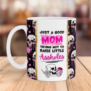 Funny Mom Mug Wrap: Retro Skull Design (Digital Download) image 1