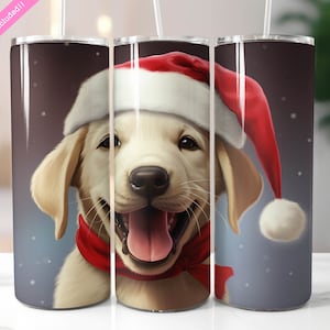 Labrador Puppy Christmas Tumbler Wrap: Dog Lover Gift (Digital Download PNG)