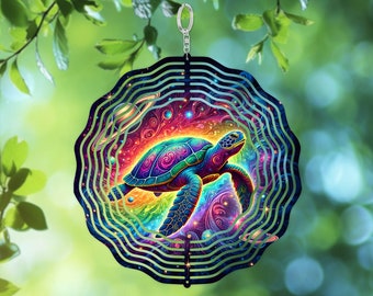 Sea Turtle wind spinner PNG sublimatie ontwerpsjabloon, Rainbow Celestial Turtle windspinner, digitale download