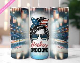 Envoltura para vaso de Hockey Mom: Diseño de sublimación para vaso delgado de 20 oz (descarga digital PNG)