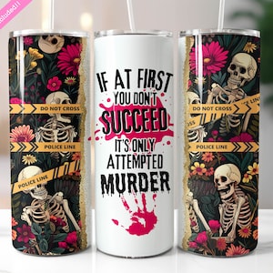 True Crime Murder Mystery 20 oz Skinny Tumbler Wrap Sublimation Design, Reading Tumbler, Book Lovers Tumbler, Digital Download PNG