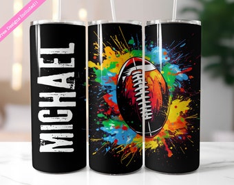 Personalized Football Tumbler Wrap: Colorful Sublimation Design (Digital Download PNG)