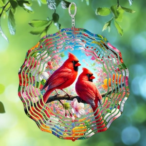 Red Cardinals Floral Wind Spinner PNG - Memorial Gift (Digital Download)