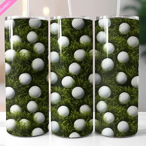 Golf Balls Seamless Pattern 20 oz Skinny Tumbler Wrap Sublimation Design, Golf Gift For Men, Digital Download PNG