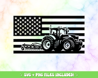 American Flag Tractor SVG PNG: Farmer Cut File (Digital Download)