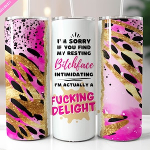 Sarcastic Sassy Rude Tumbler Wrap, 20 oz Skinny Tumbler Sublimation Design, I'm Sorry You Find My Face, Adult Humor, Digital Download PNG