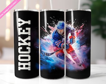 Hockey Tumbler Wrap Sublimation Design (Digital Download PNG)