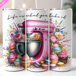 Lustige Backbecherverpackung, 20 Unze Skinny Sublimationsdesign, Das Leben ist, was Sie es backen, digitaler Download PNG