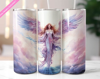 Diseño de sublimación para vaso delgado Heavenly Angel de 20 oz, descarga digital PNG