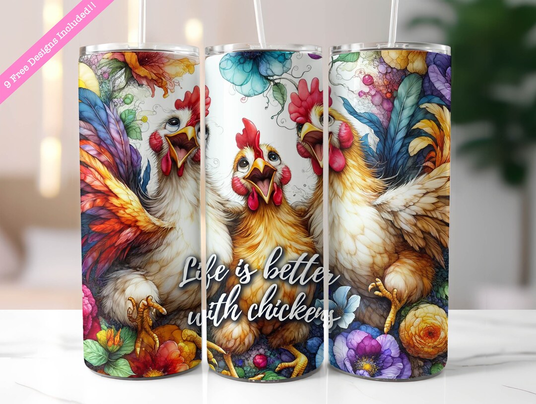 Funny Chicken Tumbler Wrap: 20 Oz Skinny Tumbler Sublimation Design ...