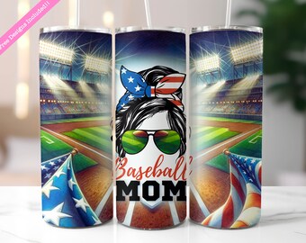 Baseball Mom Tumbler Wrap: 20 oz Skinny Sublimation Design (Digital Download PNG)