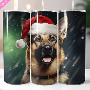 German Shepherd 20 oz Skinny Tumbler Wrap Sublimation Design, Dog Lover Christmas Gift, Digital Download PNG