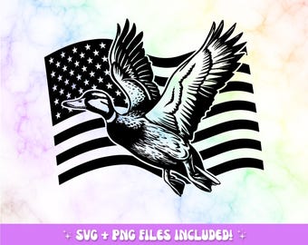 Duck Hunting American Flag SVG PNG: Patriotic Cut File (Digital Download)